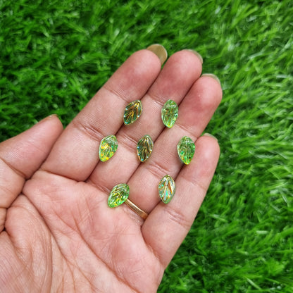 Glass Beads - Rainbow Shine Leaves