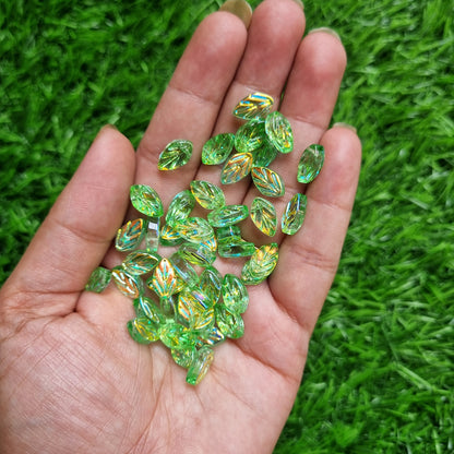 Glass Beads - Rainbow Shine Leaves