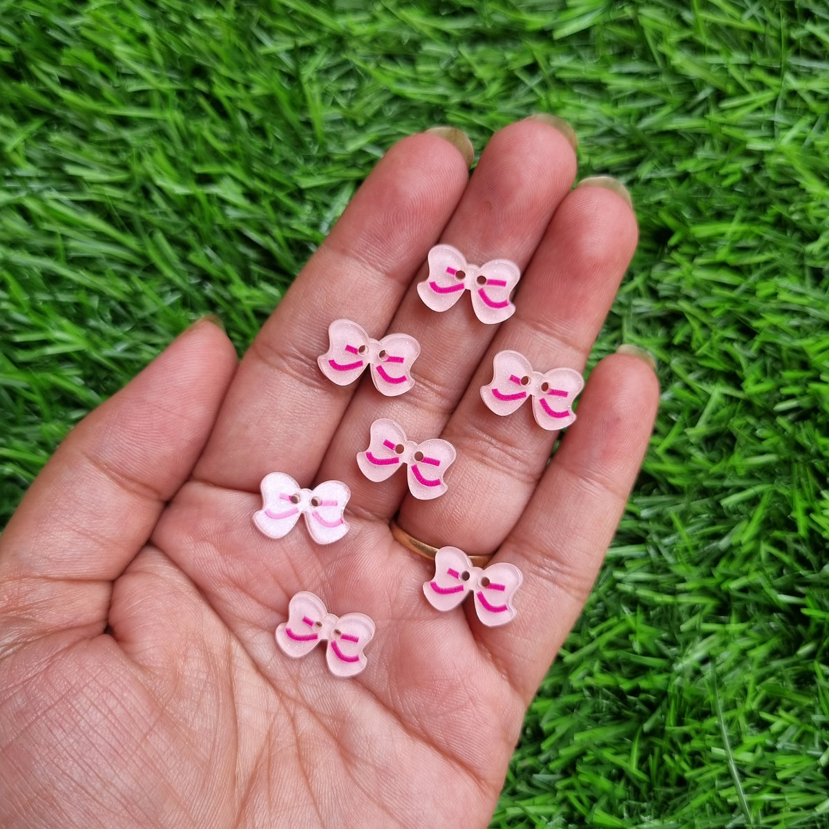 Resin Button - Bowknot with Glitter Powder
