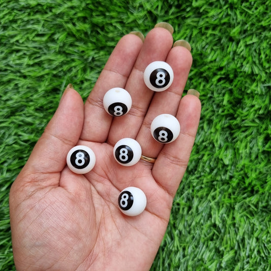 Silicon Beads - Billiard Eight Ball