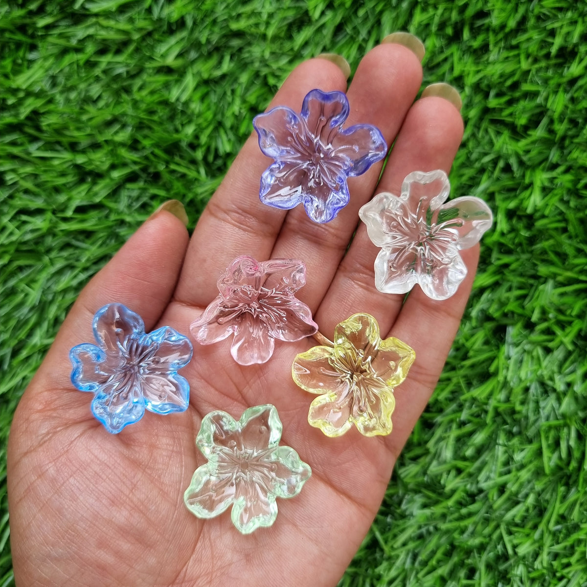 Acrylic Transparent Colored Flower Caps