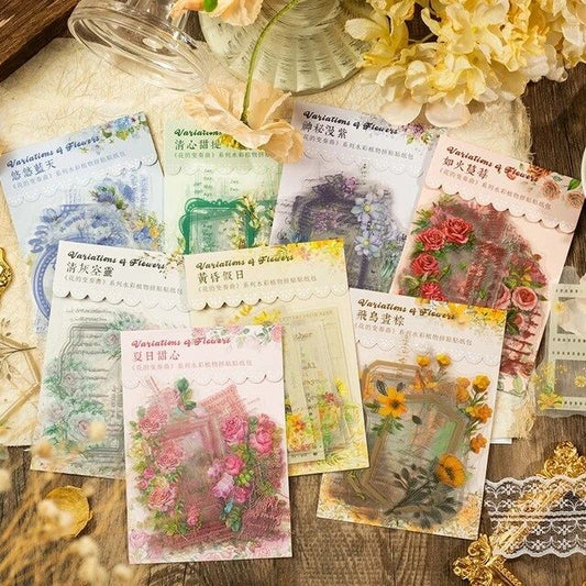 Variation of Flower PET Stickers (20 pcs) size - 75-110mm
