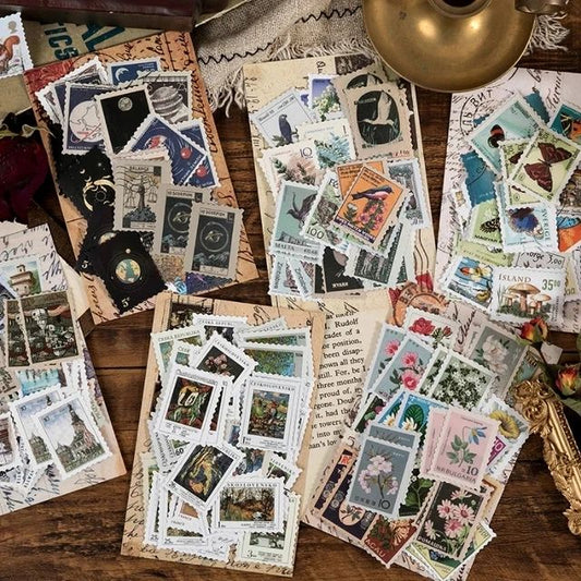 Vintage Stamp Stickers (46 stickers) size - 40-30mm