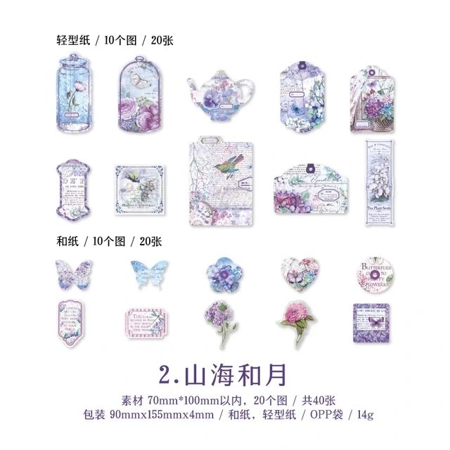 Retro Stickers Set (40 sheets) Size - 70x100mm