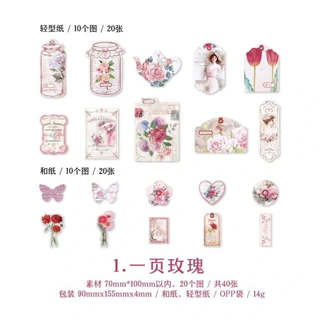 Retro Stickers Set (40 sheets) Size - 70x100mm