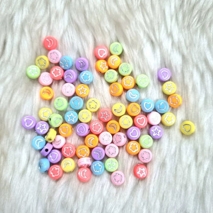 Acrylic Mix Shape Beads (Silver Embossed)