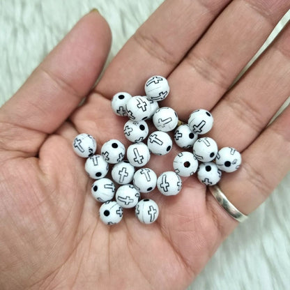 Acrylic Cross Pattern Acrylic Bead