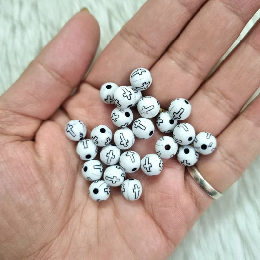 Acrylic Cross Pattern Acrylic Bead