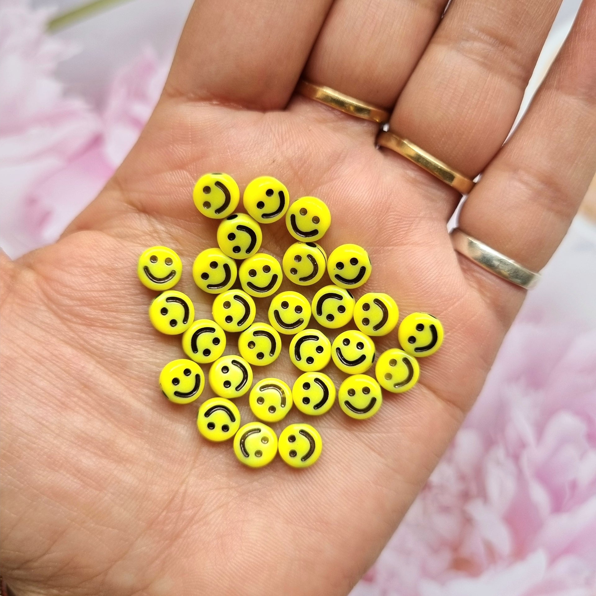Acrylic Beads Smiley (Yellow)