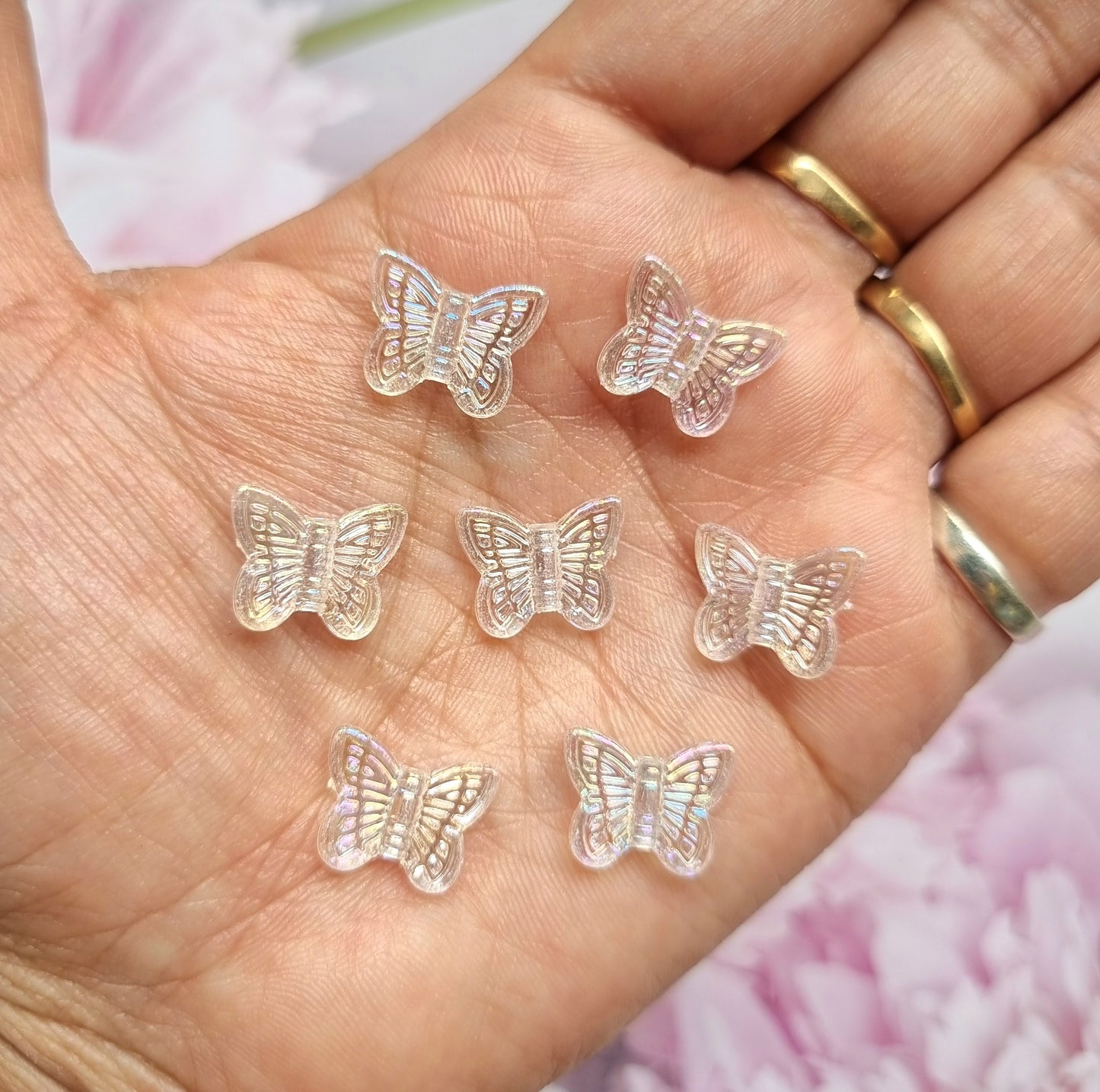 Acrylic Rainbow Shine Transparent Butterfly Beads