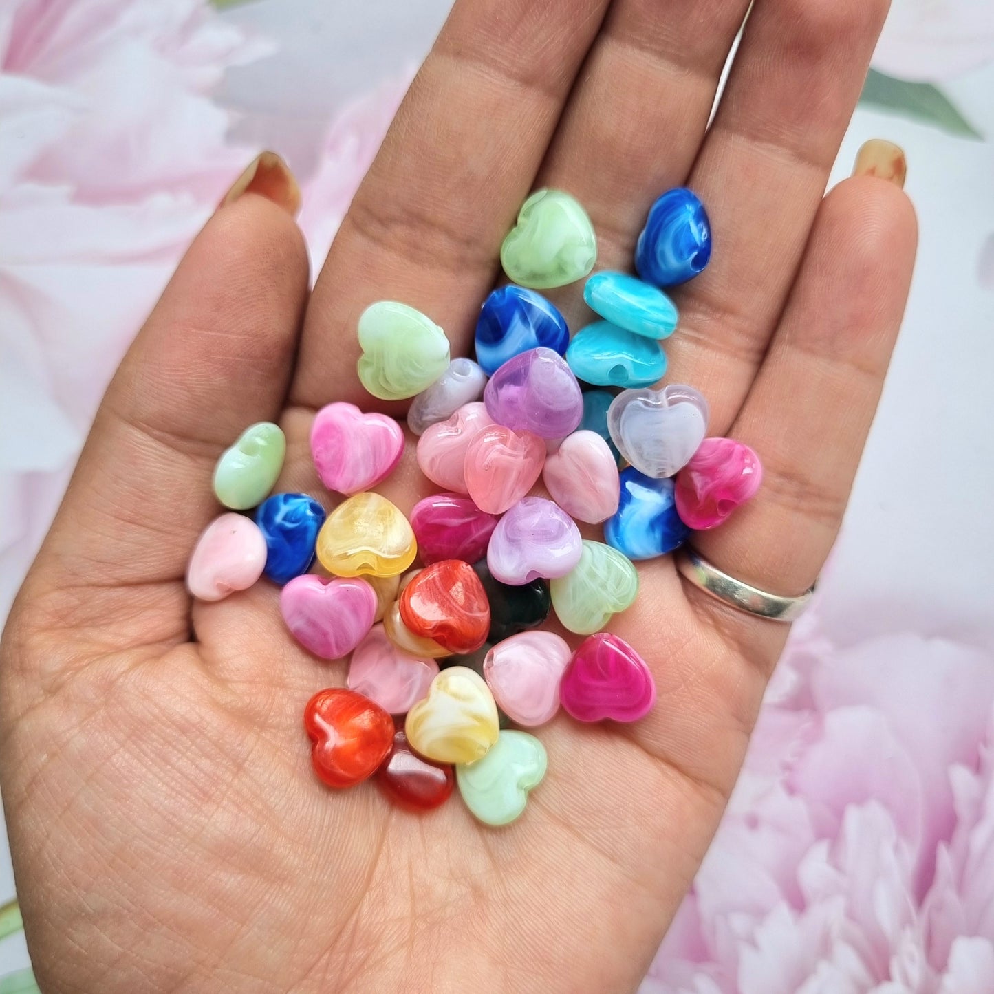 Acrylic Shaded Heart Beads