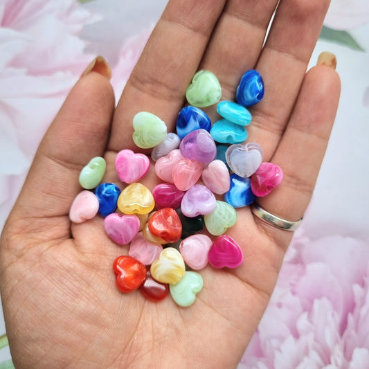 Acrylic Shaded Heart Beads