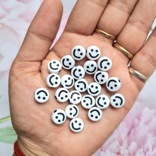 Acrylic Smiley Beads (B&W)