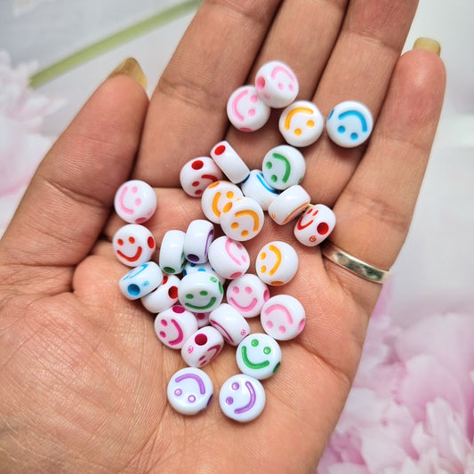 Acrylic Colourful Smiley Beads