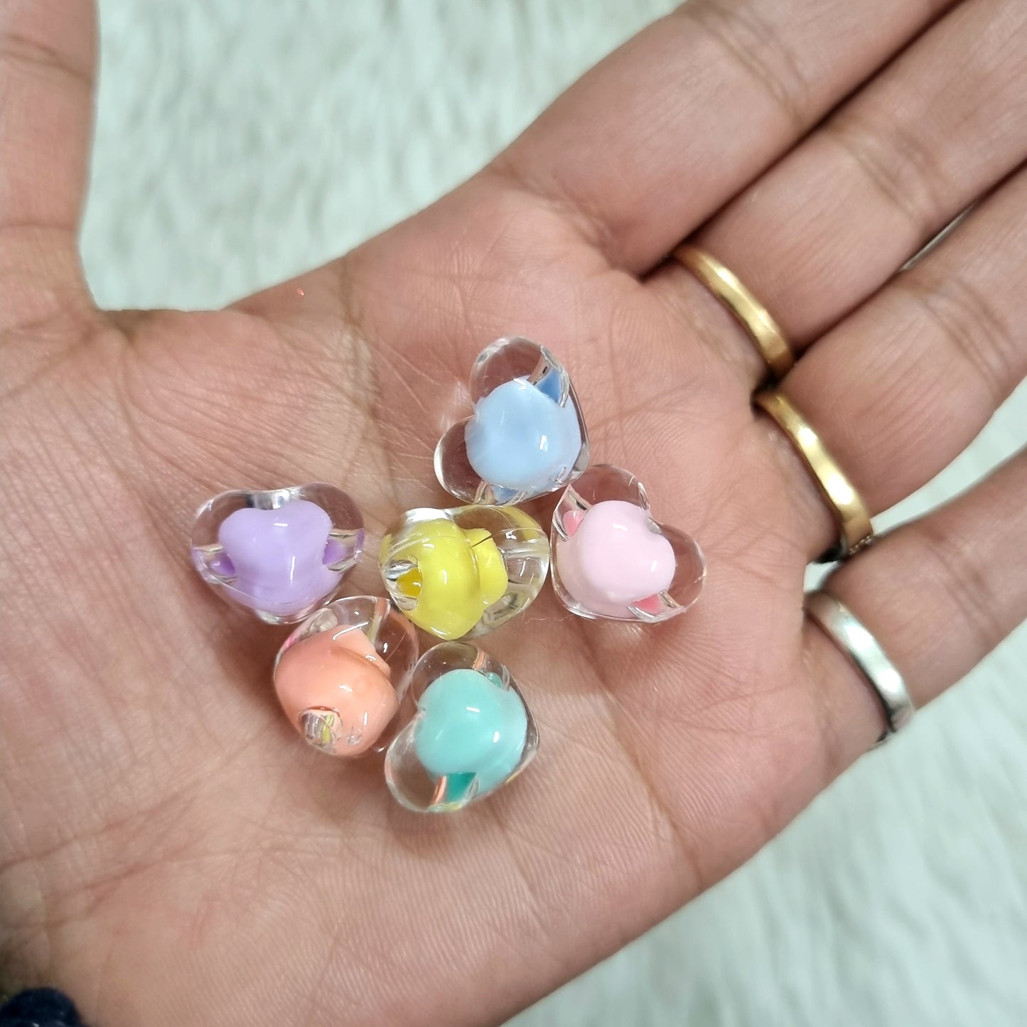 Acrylic Transparent Heart Beads