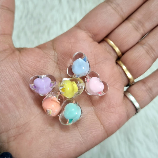 Acrylic Transparent Heart Beads