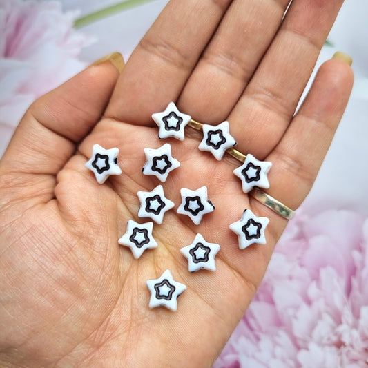 Acrylic Star Black and White Beads
