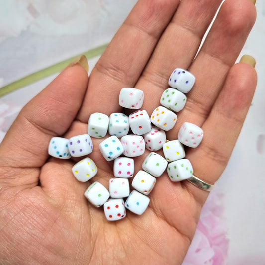 Acrylic Colourful Dice Beads
