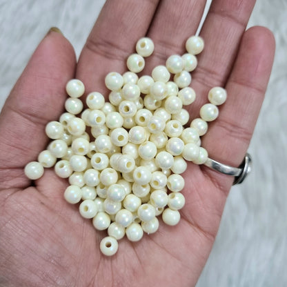 Acrylic Rainbow Shine Offwhite Round Beads