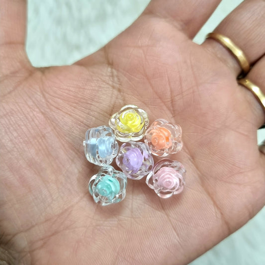 Acrylic Transparent Rose Beads