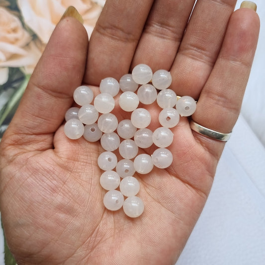 Acrylic Transparent Round White Beads (8mm)