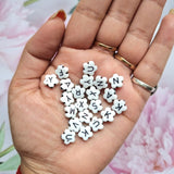 Acrylic Alphabet Beads (B&W, floral shape)