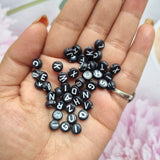 Acrylic Alphabet Beads (B&W, round shape)