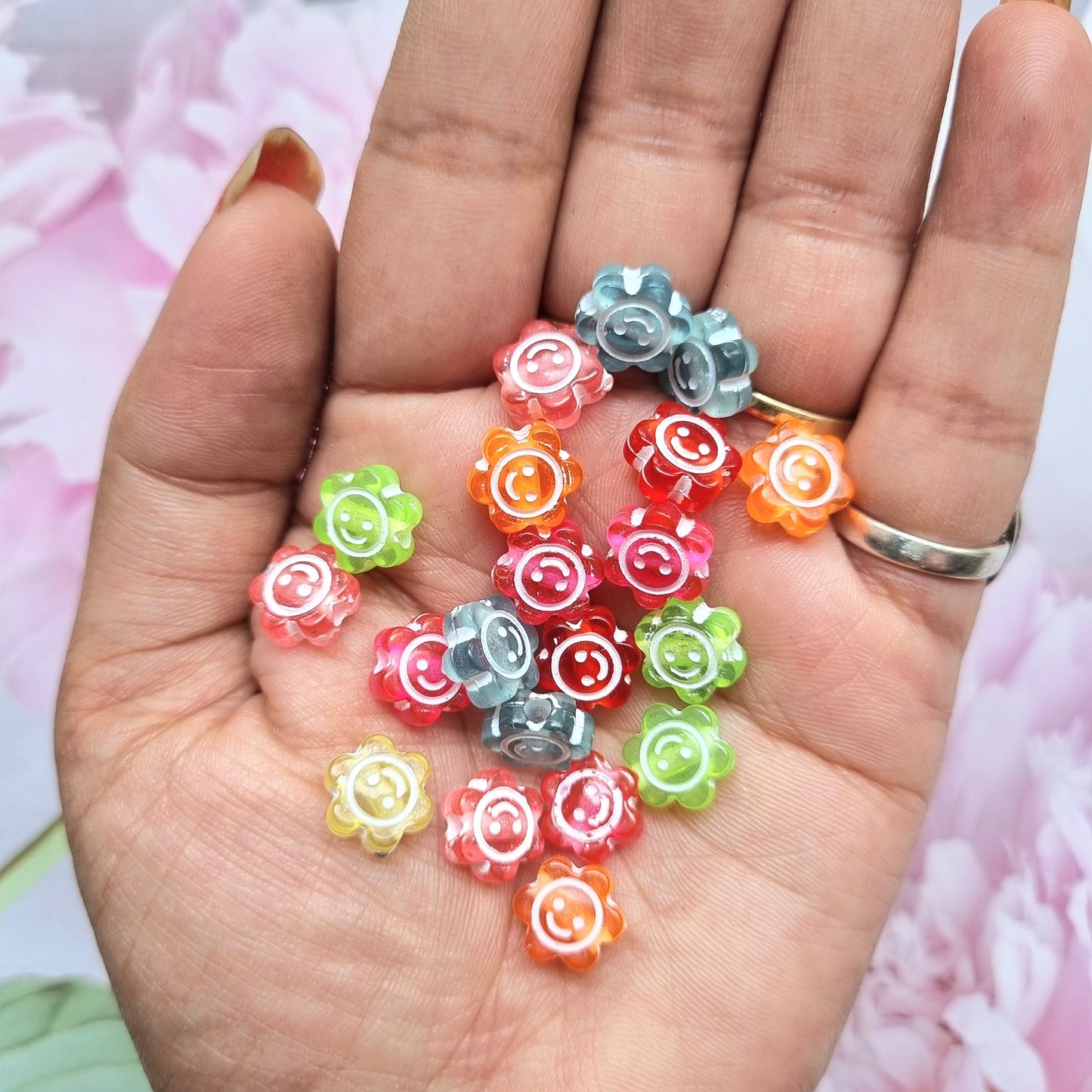 Acrylic Colourful Smiley Beads
