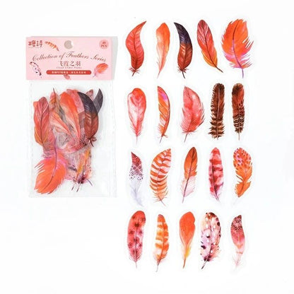Feather PET Stickers (40 Stickers) Size - 50-60mm