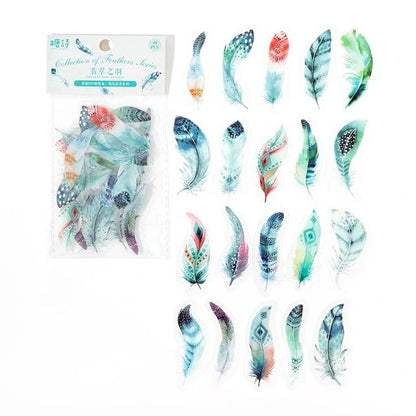 Feather PET Stickers (40 Stickers) Size - 50-60mm