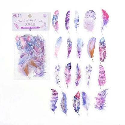 Feather PET Stickers (40 Stickers) Size - 50-60mm