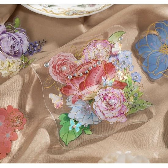 Golden Foil floral PET Stickers