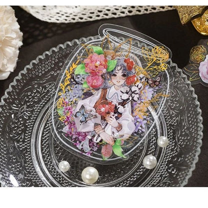 Golden Foil floral PET Stickers