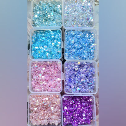 Acrylic Rainbow shine Heart Beads