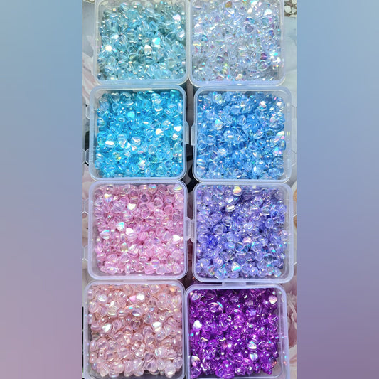 Acrylic Rainbow shine Heart Beads