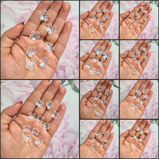 Acrylic Glitter Flower Caps Beads