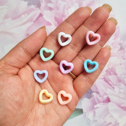 Acrylic Pastel Hollow Heart Beads