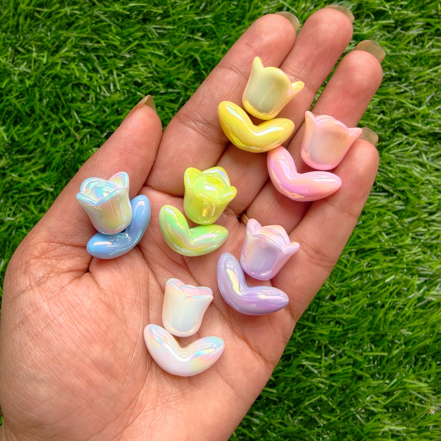 Acrylic UV plating Iridescent Tulip Beads