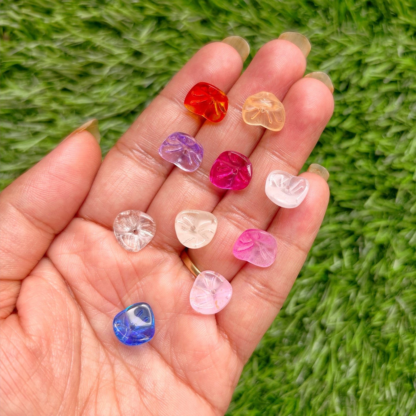 Glass Beads - Flower caps