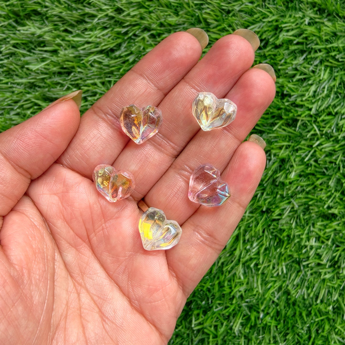 Glass Beads - Faceted Heart