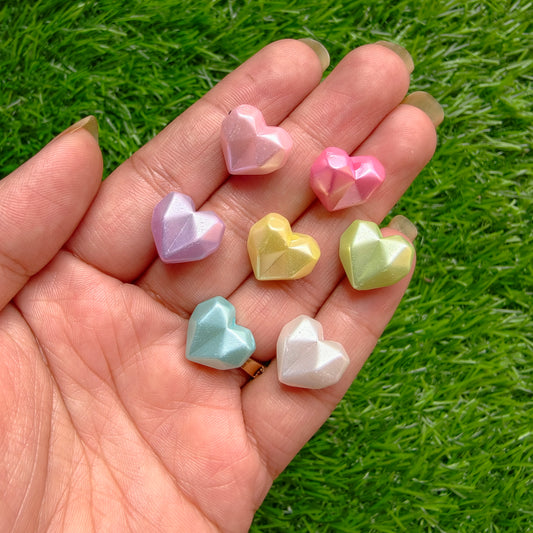 Acrylic Faceted Heart Beads