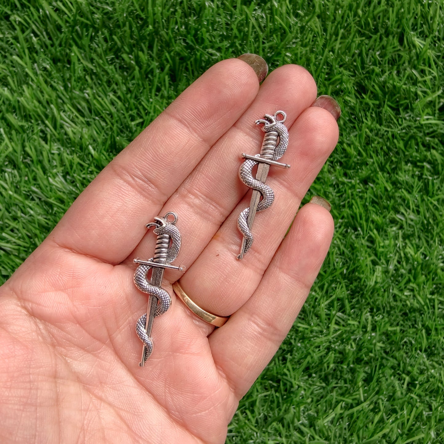 Metal Charms - Sword with Snake