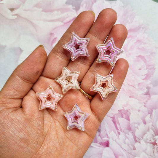 Acrylic Star Beads (Scratched)