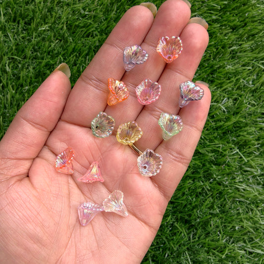 Acrylic Transparent Rainbow Shine Bell Flower Caps