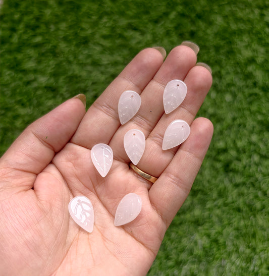 Glass White Leaf Beads