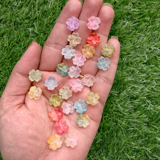 Acrylic Frost Golden Foiled Clover Beads