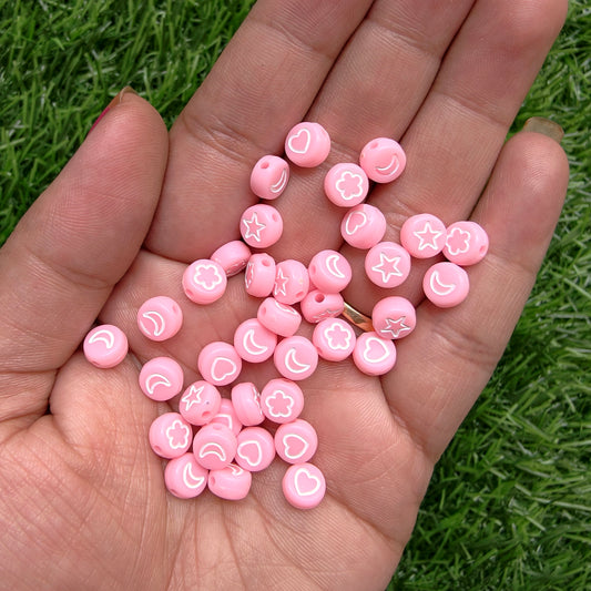 Acrylic Pink Mixed Shape Beads