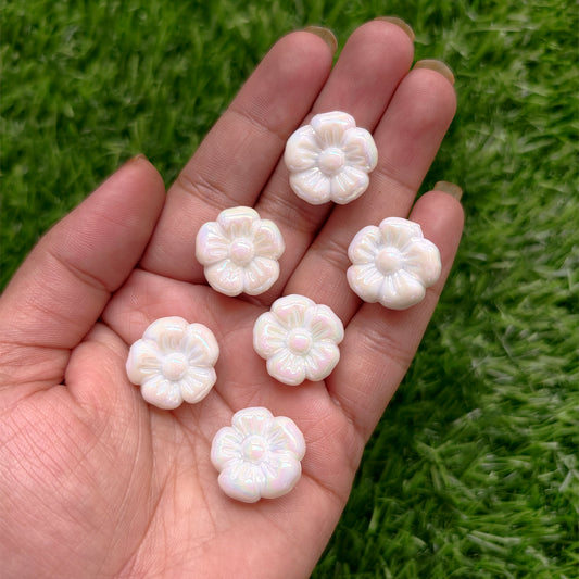 Acrylic Rainbow Shine White Flower Beads