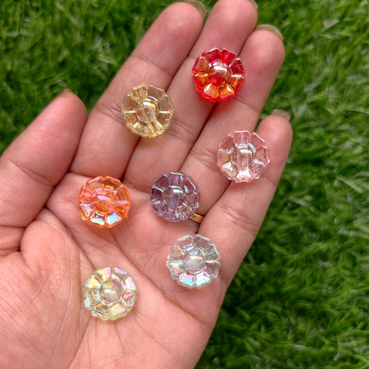 Acrylic Transparent colorful Rainbow shine Flower Beads