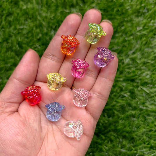 Acrylic UV plated, Iridescent Flower Beads